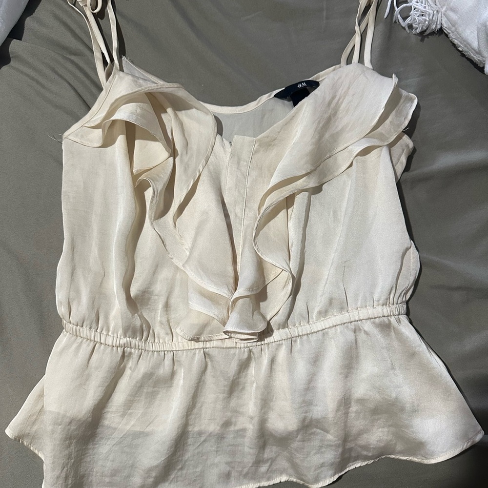 H&M Cream Ruffle Peplum Camisole